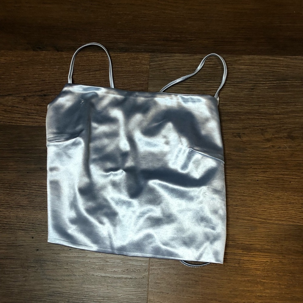 Satin lace up crop top